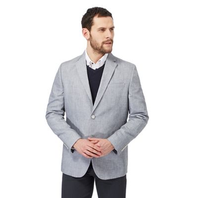 Big and tall grey linen blend blazer jacket